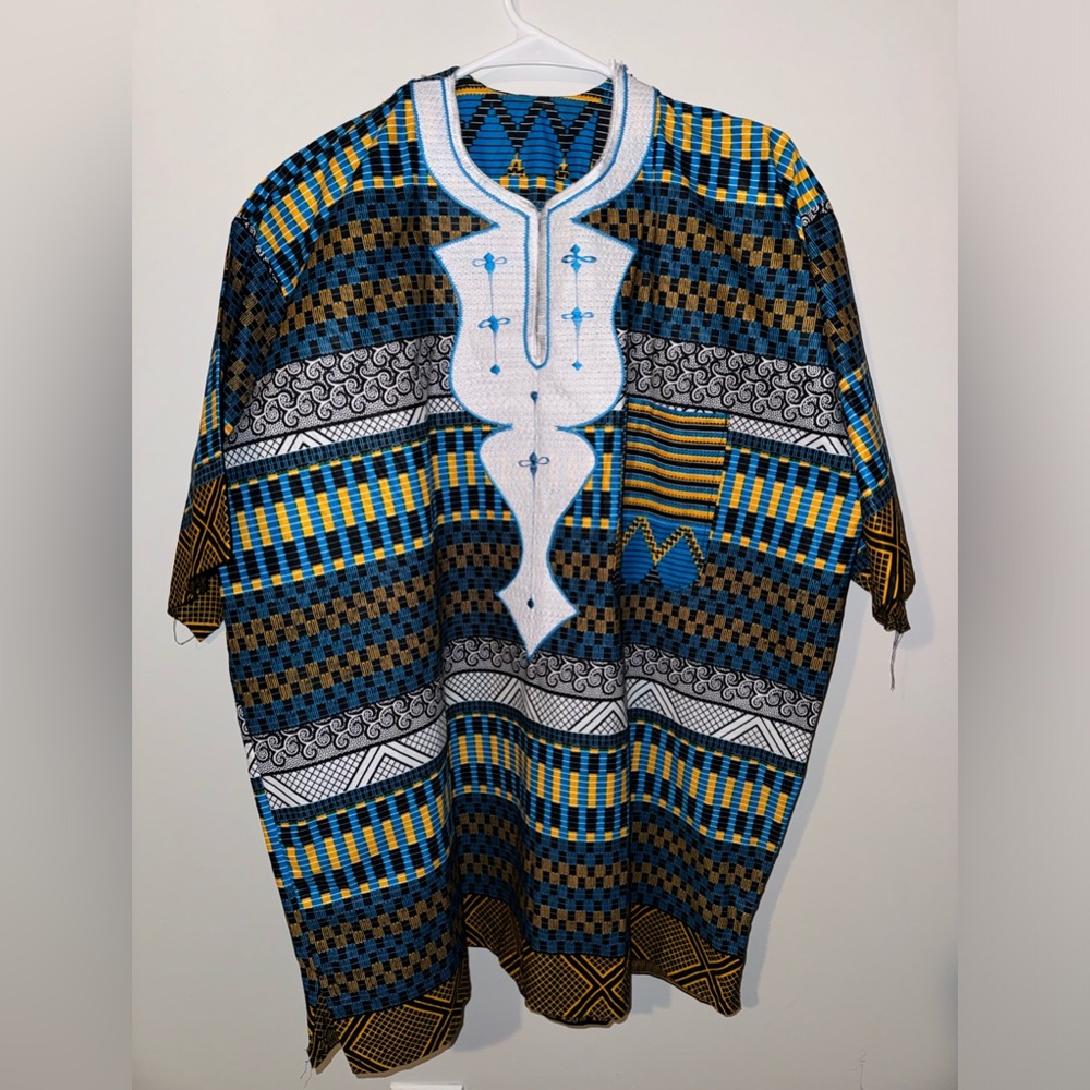 Blue and yellow Dashiki from Rwanda
